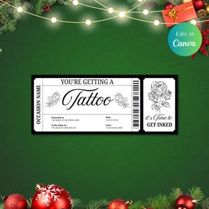 Bearbeitbares TATTOO VOUCHER-Zertifikatsticket, Geschenkkarte, bearbeitbares Ticket, sofortiger Download, Überraschungsgeschenkticket