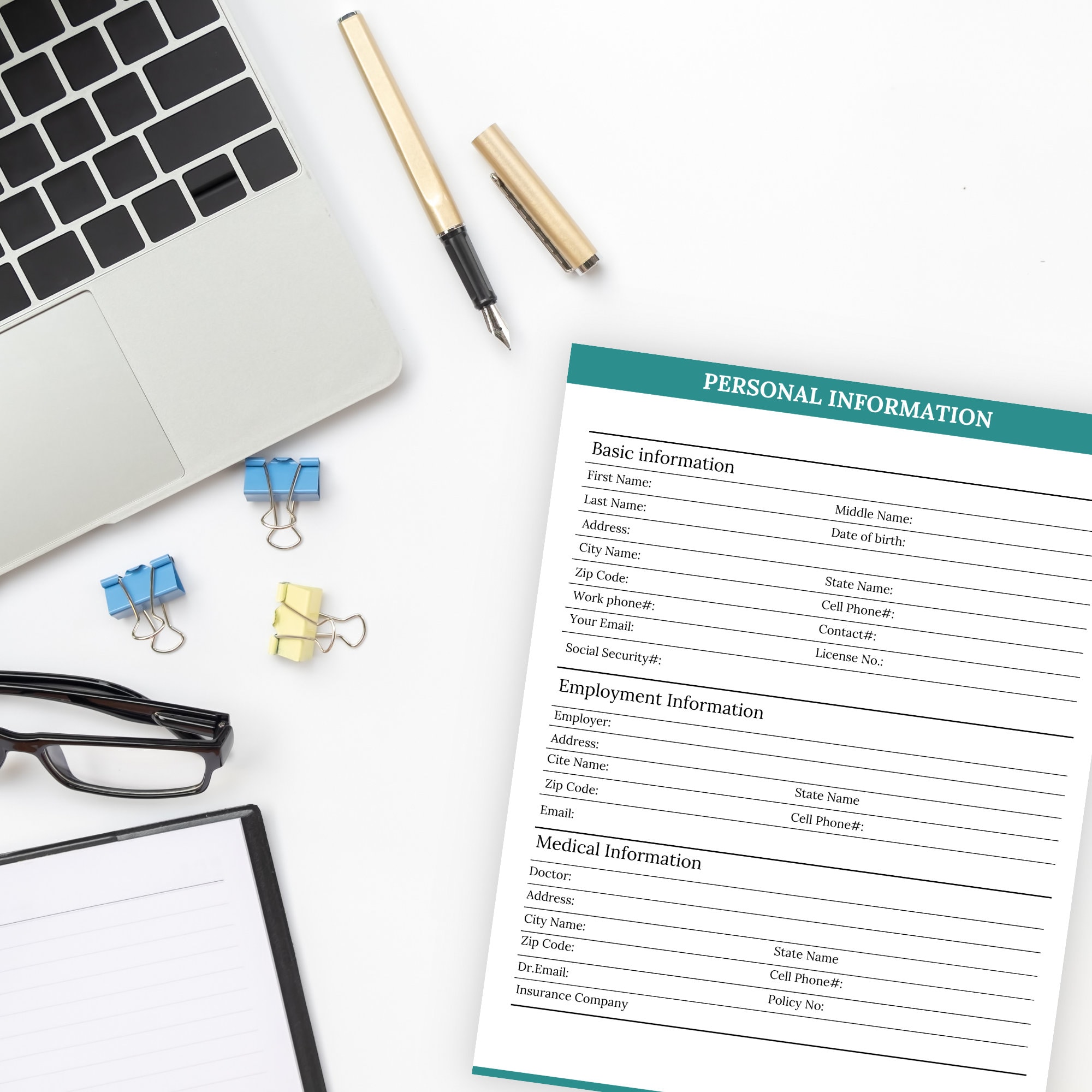 PERSONAL INFORMATION PAGE, Personal Data, Basic Info Template, Personal ...