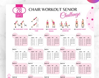 Editable 28 DAYS Chair Workout Seniors Challenge, Chair Workout Seniors, 28 Days Challenge, Digital Product Fitness, Chair Yoga Seniors