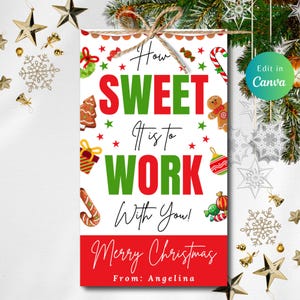 Editable HOLIDAY CANDY Tag, How Sweet It Is, CHRISTMAS Appreciation Gift For Colleagues, Holiday Appreciation, Instant Download