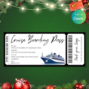 Bearbeitbares Kreuzfahrtticket Vorlage Bordkarte Geschenk, KREUZFAHRT ÜBERRASCHUNG, BOARDING Pass, Kreuzfahrtticket, Überraschungsticket, Ticket, druckbare Kreuzfahrt