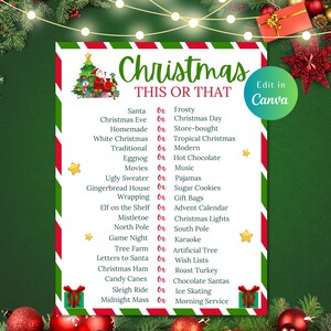 Editable Christmas This or That Game, Christmas Party Game, Christmas Activity,  Adults and Kids,  Christmas Would You Rather