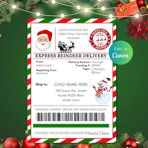ETIQUETA DE ENVÍO DE CORREO DE ELFO EDITABLE, Elfo navideño, Etiquetas de regalo del Polo Norte, Etiqueta de envío de elfo, Etiquetas de elfo, Etiqueta de correo de Santa, Entrega en el Polo Norte