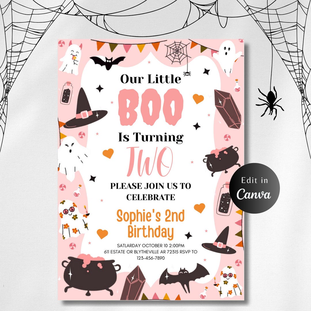 EDITABLE OUR LITTLE Boo Birthday Party Invitation Halloween 2nd ...