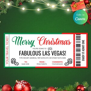 Editable Las Vegas Trip Ticket, Christmas Gift, Trip Ticket, Boarding Pass Ticket, Vegas Trip Ticket, Instant Download, Trip to Las Vegas