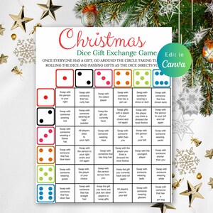 Christmas Gift Exchange Dice Game, Printable Group Christmas Game, Easy Christmas Game for Kids and Adults