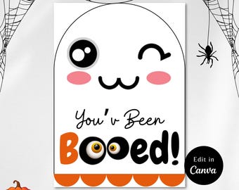 Editable YOU'VE BEEN BOOed! Tag, Vintage Ghost Tags, Ghost Trend, Halloween Gift Tag, You've Been Booed, Boo Basket Tag, Halloween Tag