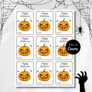 Etiquettes CADEAUX HALLOWEEN modifiables pour cadeaux d'enfants, impression sur papier kraft, étiquettes cadeaux Halloween, amis cadeaux effrayants, fête d'enfants, téléchargement immédiat