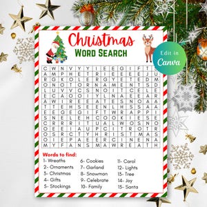 Editable WORD SEARCH, Word Search, Printable Games, Word Search Game, word search puzzles, puzzles for adults, christmas activity