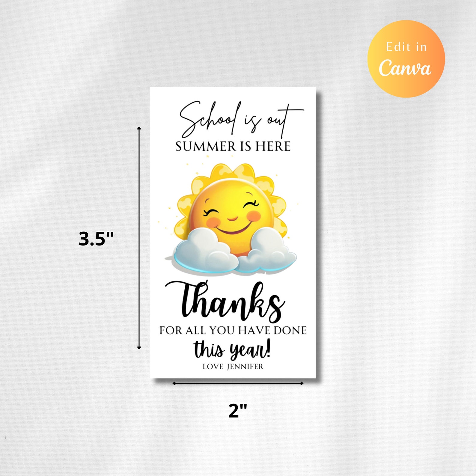 Editable School is Out Summer is Here Tag, Thank You Gift Tag Teacher ...