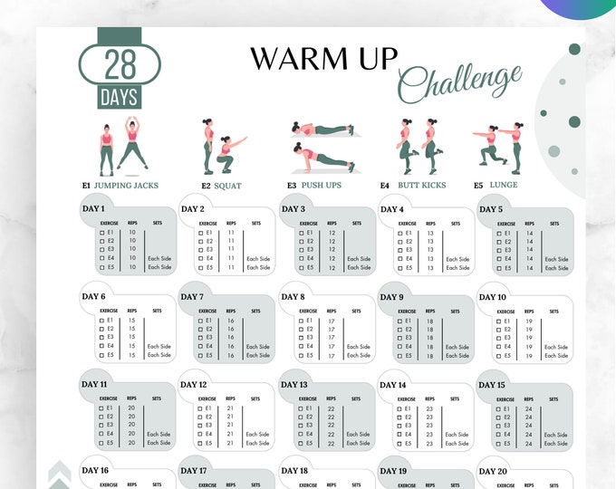 Workout Prep Plan Chart.pdf Warm-up Exercises Before Workout Chart, Pre-workout Stretching Routine ...