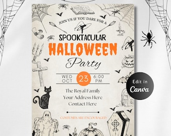 EDITABLE ADULT HALLOWEEN Party Invitation, Editable Invitation, Invitation Template, Halloween Invite, Halloween Invitation, Halloween party