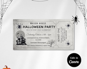 Invitations d'Halloween MODIFIABLES, invitations pour la maison hantée, impression de fête, peur effrayante des chauves-souris, personnalisation modifiable, TÉLÉCHARGEMENT IMMÉDIAT