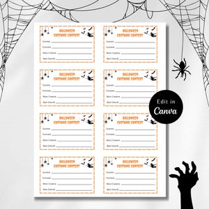 Bearbeitbare HALLOWEEN KOSTÜM Contest Voting Cards, Halloween-Spiele, Kostüm Contest, Halloween Ideen, Halloween Award, Contest Ballot