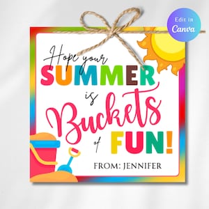 Editable Espero que tu verano sea un montón de diversión, etiqueta de regalo de verano, cubos de diversión, etiqueta de regalo de clase, etiqueta de regalo de la escuela, etiqueta de regalo de estudiante