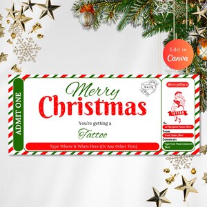 Editable Christmas Tattoo GIFT VOUCHER TICKET, Tattoo Ticket Gift, Tattoo Voucher, Tattoo Birthday, Editable Tattoo, Tattoo Certificate