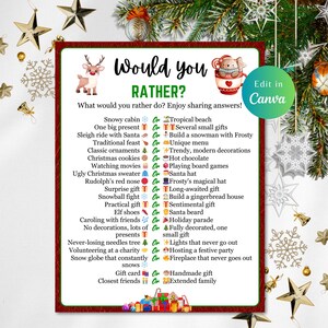 Christmas Would You Rather Game For Office Party | Family Christmas Game Night | Christmas Party Would You Rather Printable,Instant Download