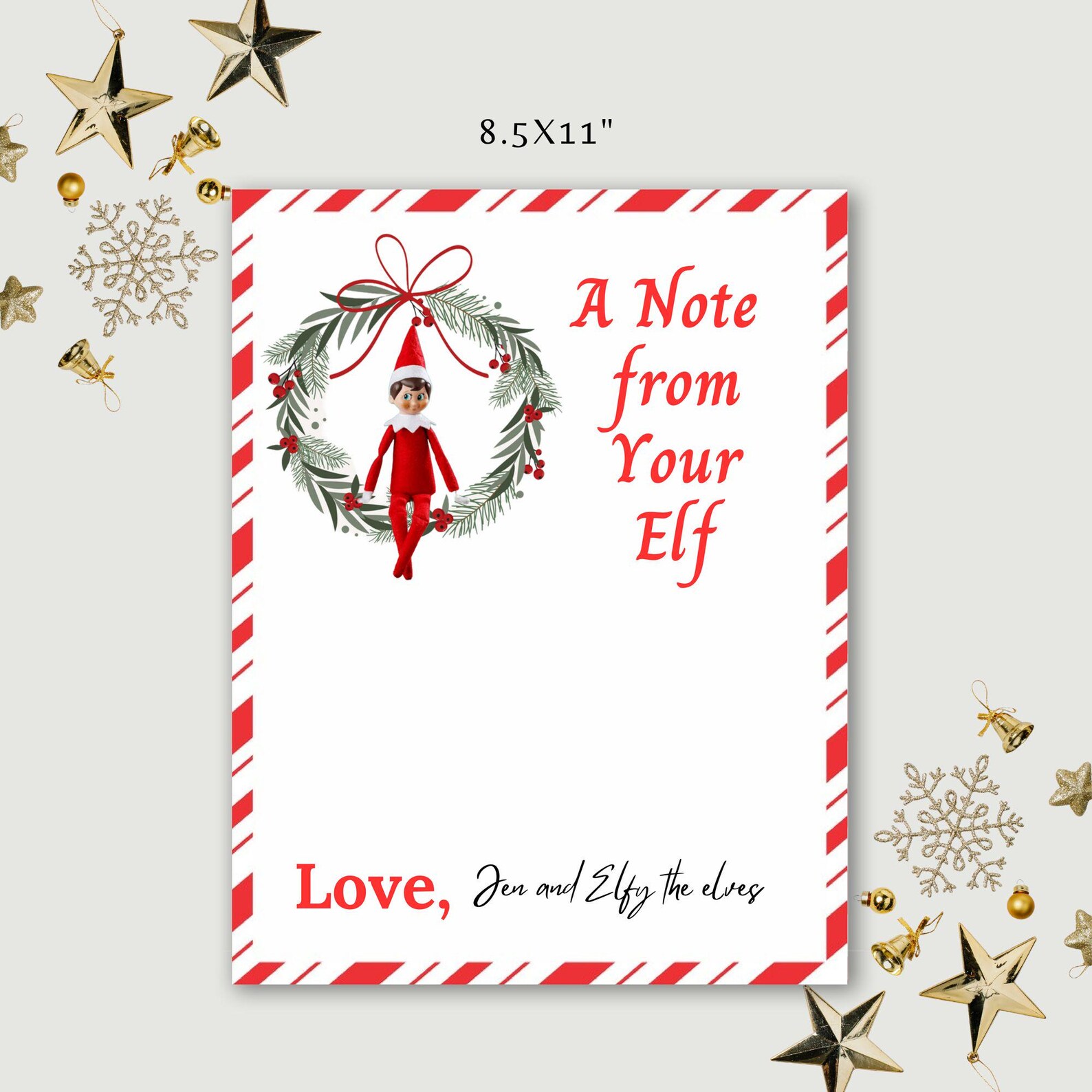 PRINTABLE ELF NOTE Card, Christmas Elf, Christmas Elf Notes, Editable ...