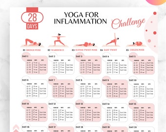 Editable 28 DAYS Yoga for Inflammation Challenge, Yoga Workout, 28 Days Challenge, Product Fitness, Yoga For Women, Desk Yoga, Yoga Exercise