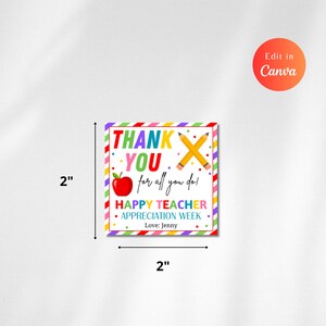 Editable Teacher Appreciation Week Gift Tags Thank You Teacher Gift Tag ...