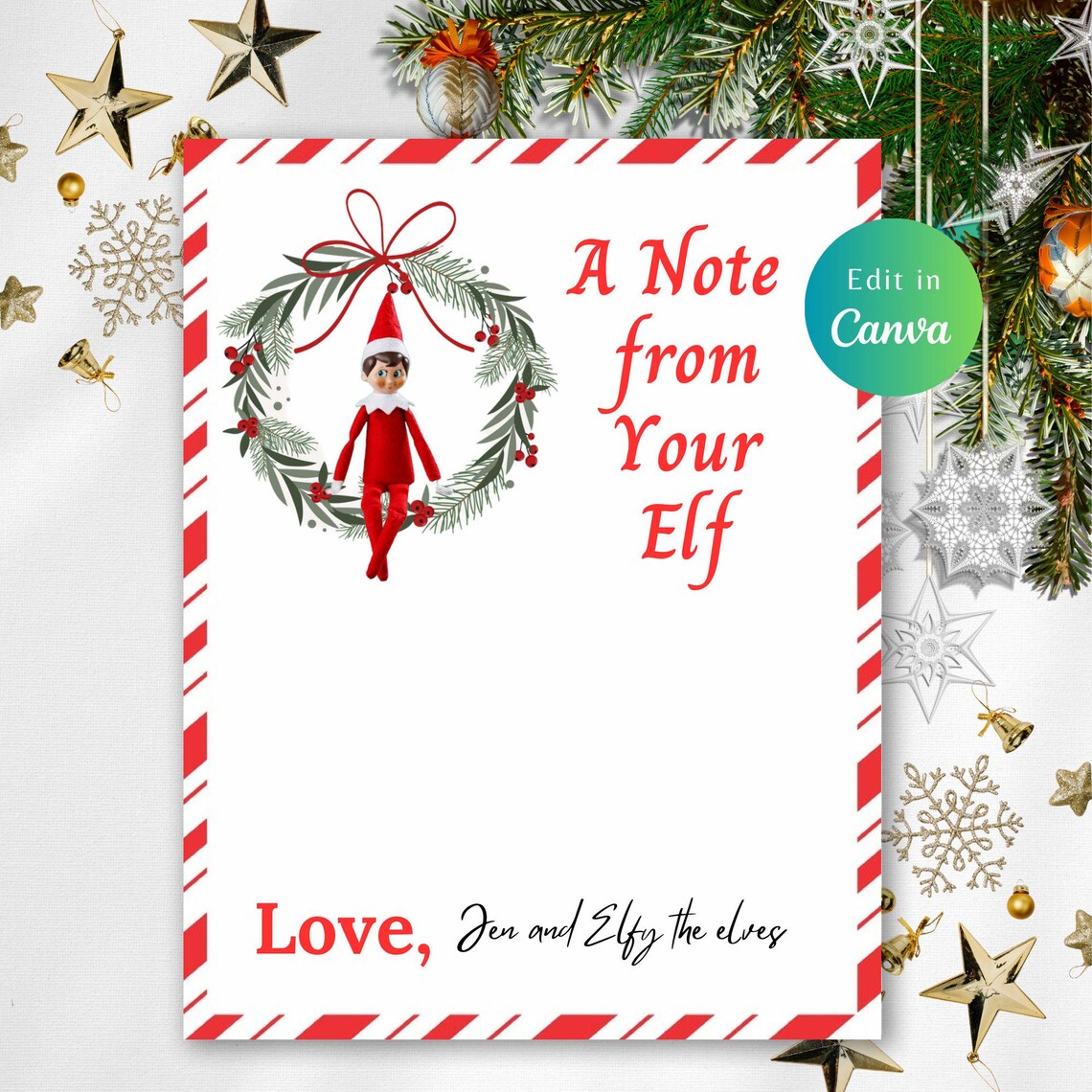 PRINTABLE ELF NOTE Card, Christmas Elf, Christmas Elf Notes, Editable ...