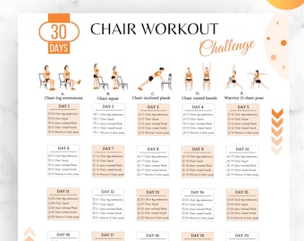Bearbeitbar 30 TAGE Stuhlübungen Herausforderung, Stuhlübungen, 30 Tage Herausforderung, digitales Produkt Fitness, Stuhl, Stuhltraining