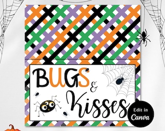 HALLOWEEN TREAT BAG Topper Printable, Bugs And Kisses, Halloween, Treat Bag Topper, halloween party, halloween bag topper, halloween treats