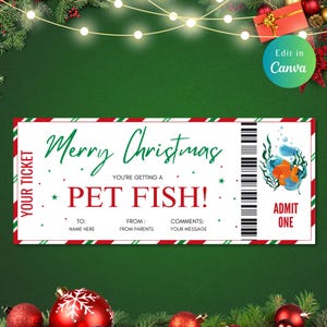 Bearbeitbare Haustier Fisch Geschenkgutschein-Vorlage, Geschenkgutschein, Fisch Geschenkgutschein, neuer Fisch Gutschein, Sofortiger Download, Überraschung Goldfisch