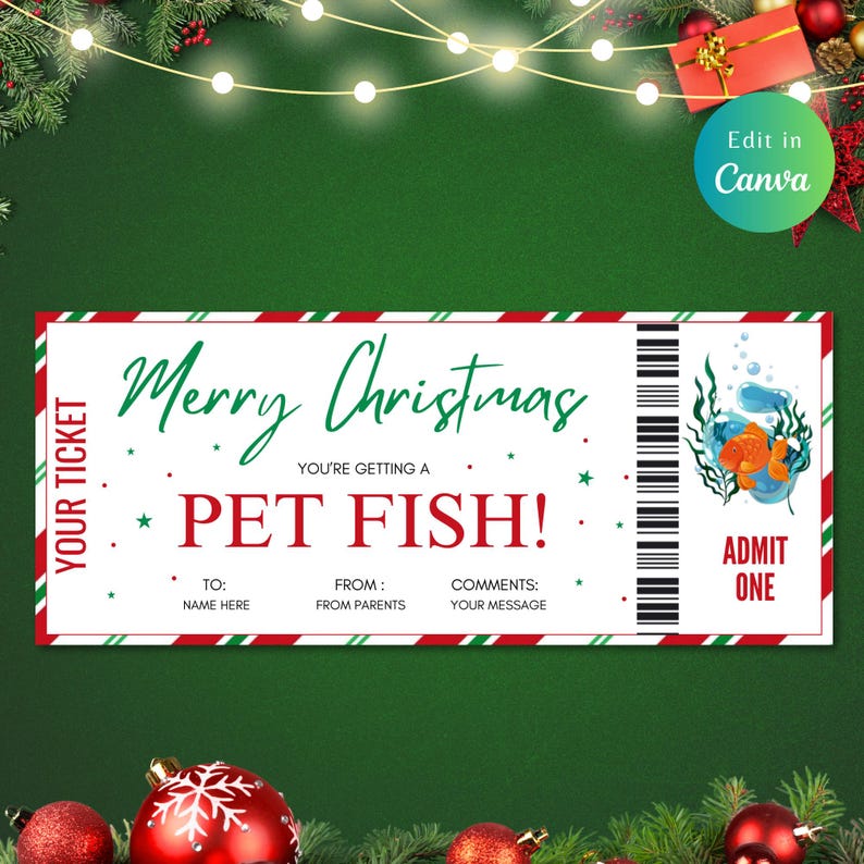 Editable Pet Fish Gift Certificate Template, Gift Certificate, Fish ...