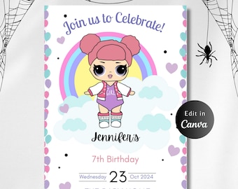 EDITABLE KITTY BIRTHDAY Invitation, Birthday, Party, kids, Invitation, printable, kitty, kawaii, girls, cute, party decor, pink