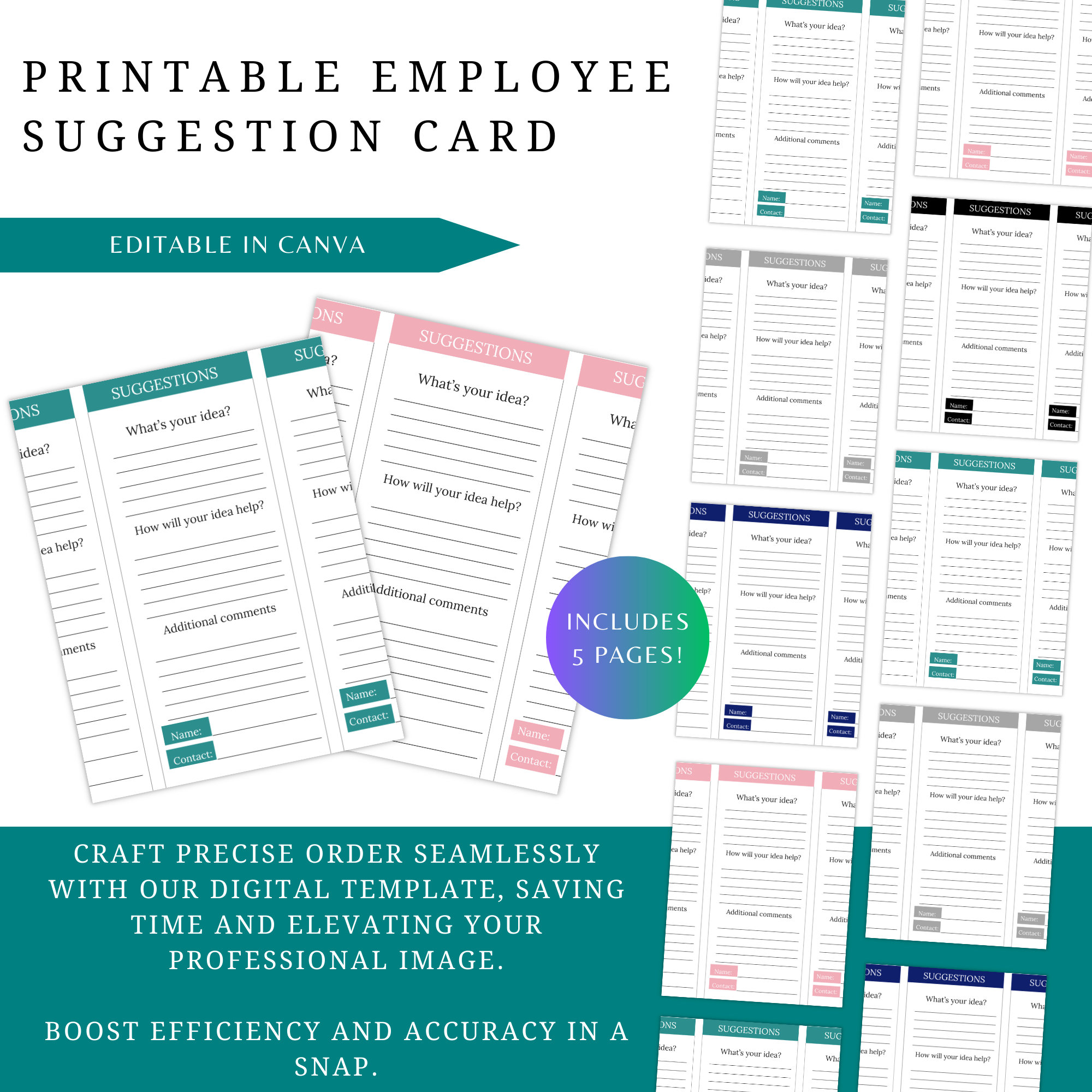 EMPLOYEE SUGGESTION CARD, Suggestion Box, Employee Suggest, Suggestion Box Card, Suggestion