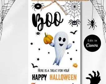 BOO GIFT TAG Printable, Favor Tags, Party Favors, Baby Shower Favors, Thank you Tags, Thank You Favors, Halloween Favors, Trick or Treat