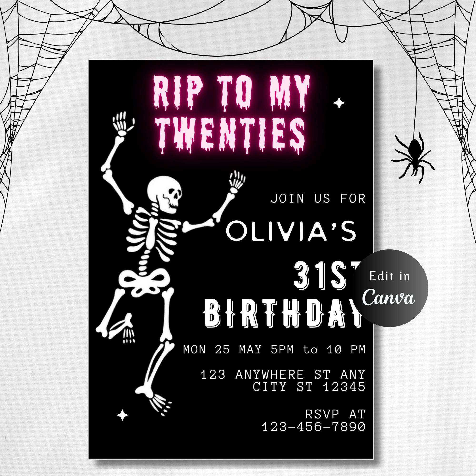 Neon 30th birthday Invite, Neon RIP To My Twenties Electronic Invite, Neon Death To My Youth Invite, Thirtieth BIRTHDAY INVITATION