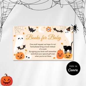 Billet modifiable de demande de livre pour baby shower Little Boo, Shower de bébé fantôme fille d'Halloween Shower de bébé garçon imminente, téléchargement immédiat