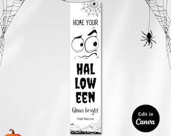 BEWERKBARE GLOWSTICK Ghost-tag, Halloween-kaart, Halloween-kinderen, Halloween-klaslokaal, glow stick-tag, glow stick-kaart, glow stick halloween