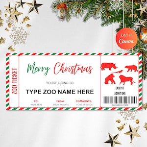 Editable Zoo Ticket Template, The Zoo, Wild Life Event, kids Zoo Tickets, Surprise zoo trip, petting zoo, canva template, Instant Download