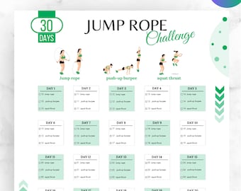 Sfida modificabile di 30 giorni per saltare la corda, Sfida per saltare la corda, Sfida di salto con la corda, 30 giorni per saltare la corda, Salto con la corda, Fitness prodotto digitale