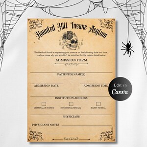EDITABLE HALLOWEEN LUNATIC Asylum, Insane Asylum Party Invitation, Asylum Party Invitation, Halloween Lunatic Asylum Party Invitation