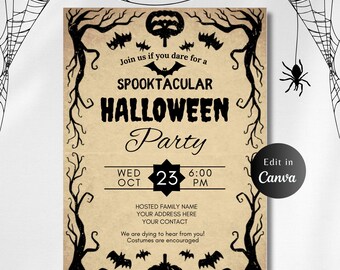 Inviti VINTAGE HALLOWEEN STAMPABILI Invito festa di Halloween, Halloween vintage, invito halloween, invito festa, festa di halloween