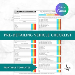 Pre-DETAILING VEHICLE INSPECTION,Vehicle Inspection Form,Multi-Point,Inspection Checklist,Inspection Estimate,Annual Vehicle,Check-in Report