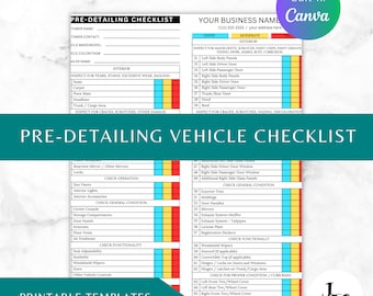 Pre-DETAILING VEHICLE INSPECTION,Vehicle Inspection Form,Multi-Point,Inspection Checklist,Inspection Estimate,Annual Vehicle,Check-in Report