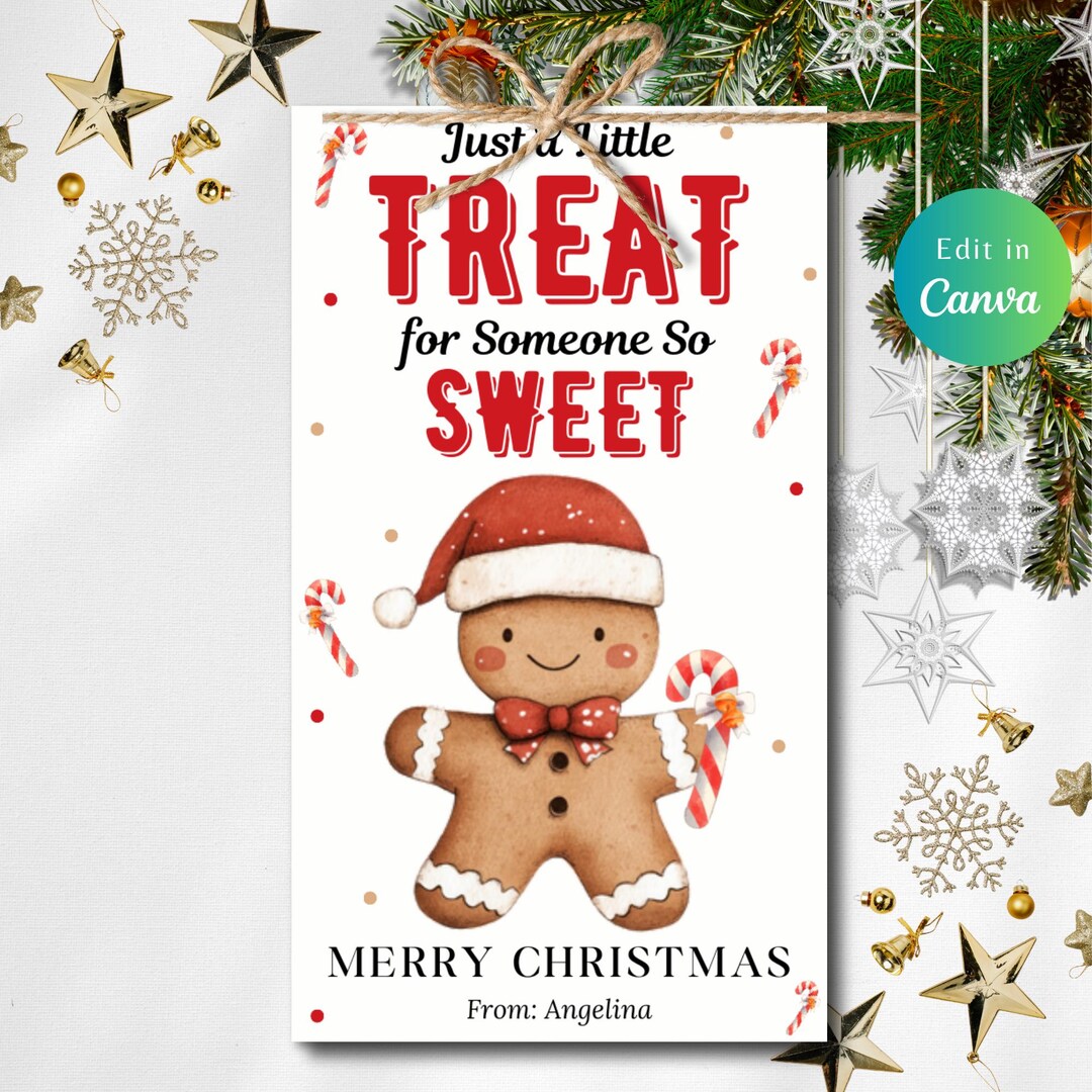 Editable SWEET Treat Tag, CHRISTMAS Cookie Tag, Printable TEACHER Gift ...