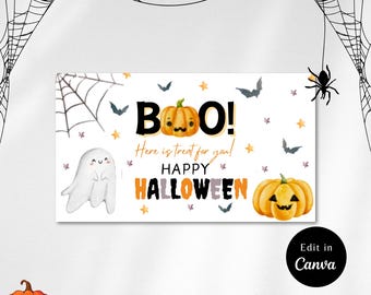 Editable HALLOWEEN FAVOR Tags Boo Gift Tags, Printable Halloween, Favor Tags, Boo Gift Tags, Trick or Treat, Favor Tag,Trick or Treat