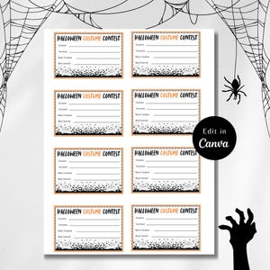 Editable HALLOWEEN COSTUME Contest Voting Cards, Halloween Games, Costume Contest, Halloween Ideas, Halloween Award, Contest Ballot