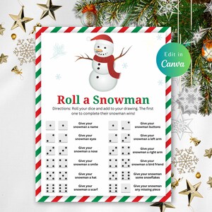 Roll a Snowman Christmas Party Game, Christmas Dice Game for Kids, Holiday Class Party Game, Fun Holiday Game for Kids, Kids Christmas Party