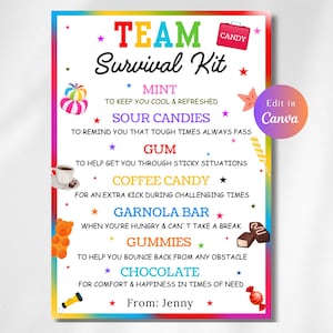 Editable Back To School Survival Kit, First Day Of School Gift Tag, Back To School Gift Tag, Teacher Thank You Gift Tag, First Day Of School
