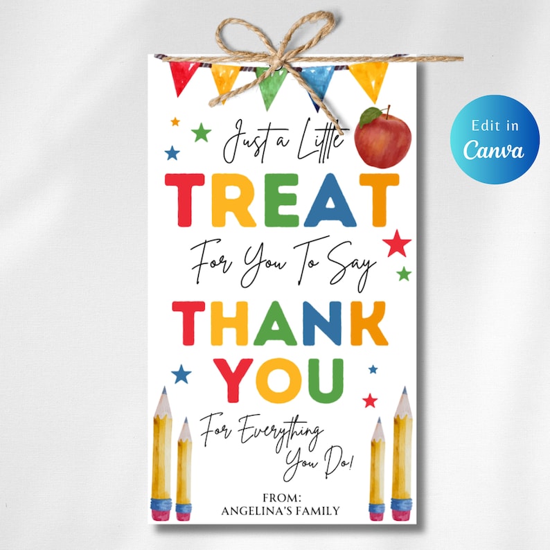 Editable Thank You Tags , A Little Treat for You, Employee Appreciation ...