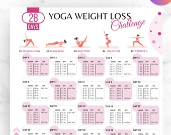 Editable 28 DAYS Yoga Weight Loss Challenge, Yoga Weight Loss, 28 Days Challenge, Yoga Weight Loss Workout, Digital Product Fitness