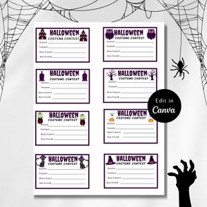 Editable HALLOWEEN COSTUME Contest Voting Cards, Halloween Games, Costume Contest, Halloween Ideas, Halloween Award, Contest Ballot