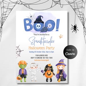 KIDS HALLOWEEN PARTY Invitation, Boo Party, Halloween Party Invite, Cute Halloween Party, Printable Halloween Invite, Editable Template